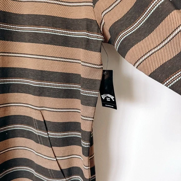 Billabong Brown Stripe Long Sleeve Hooded Sweater Size Large - Picture 3 of 7